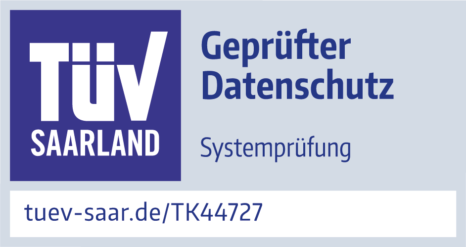Testsiegel des TÜV Saarland zur Datensicherheit