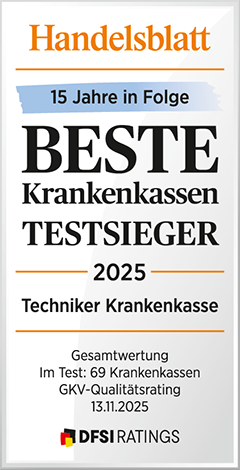 Prüfsiegel Handelsblatt - Testsieger GKV-Rating - 15 Jahre in Folge: Beste Krankenkassen
